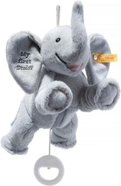 STEIFF 242731 Soft Cuddly Friends My First Ellie Elefant Spieluhr, Grau, 25cm