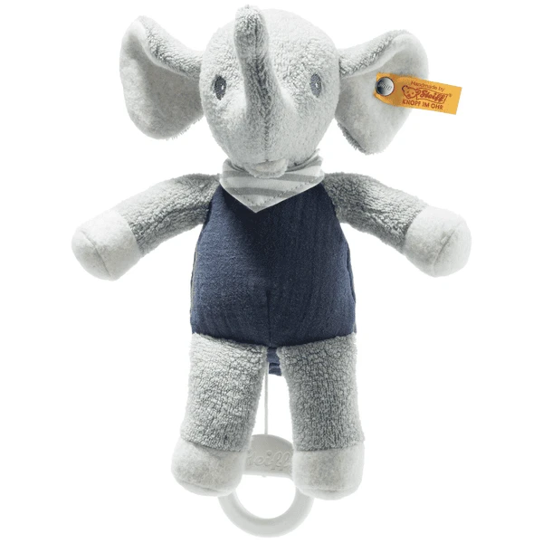 Steiff Eliot Elefant Spieluhr, Hellgrau/blau