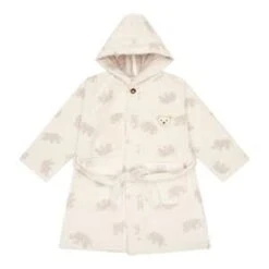 Steiff Frottee-Bademantel Mit Kapuze Elefanten In Weiß