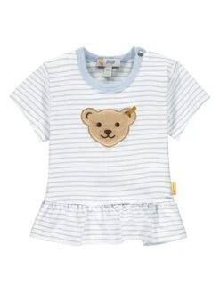 Steiff Shirt In Weiß/ Hellblau