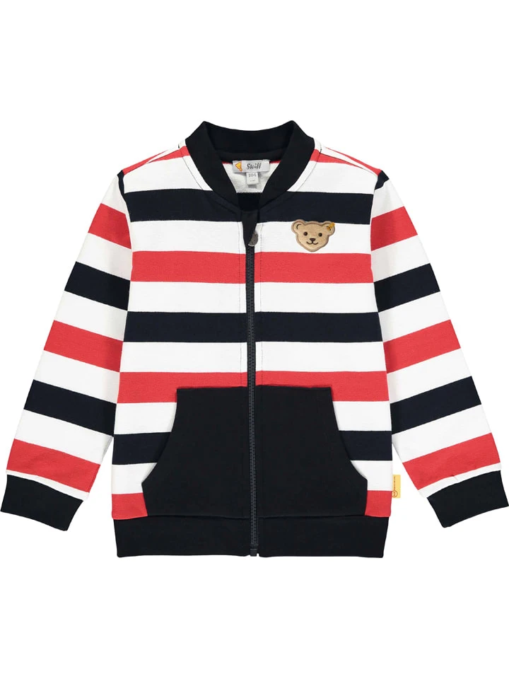 Steiff Sweatjacke In Dunkelblau/ Rot/ Weiß